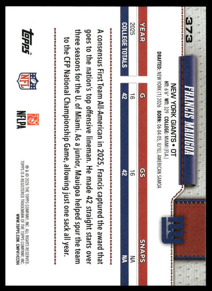 2026 Topps Flagship #373 Francis Mauigoa