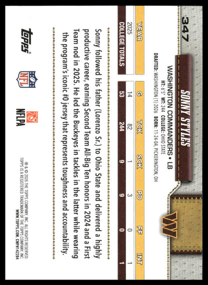 2026 Topps Football #347 Sonny Styles