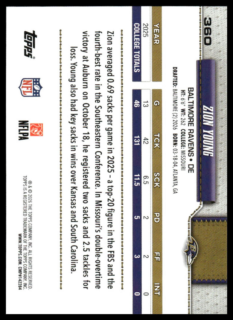 2026 Topps Flagship #360 Zion Young