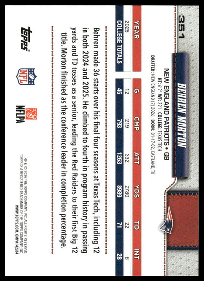 2026 Topps Football #351 Behren Morton