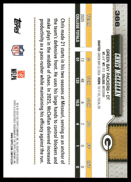 2026 Topps Flagship #366 Chris McClellan