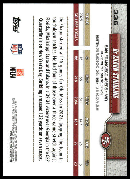2026 Topps Flagship #336 De'Zhaun Stribling