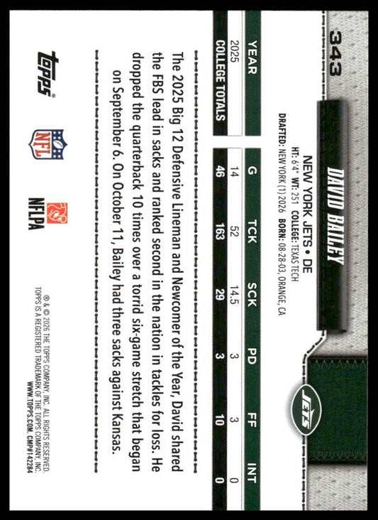 2026 Topps Football #343 David Bailey