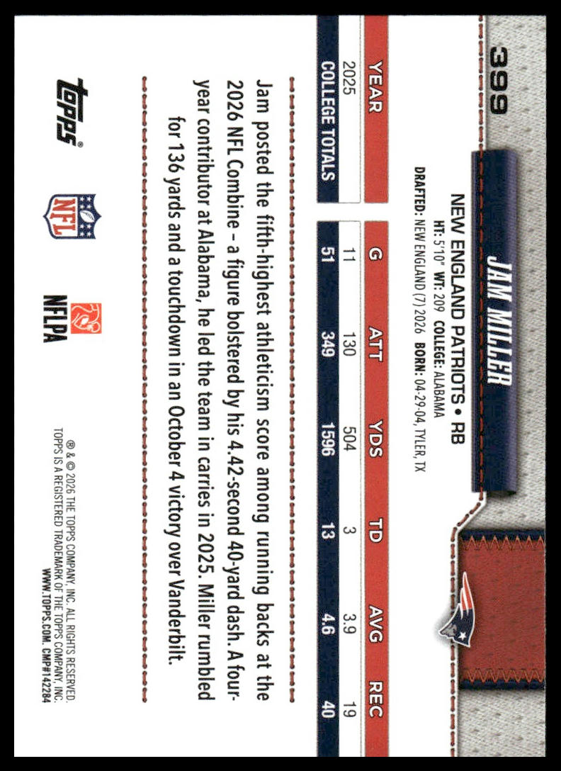 2026 Topps Football #399 Jam Miller