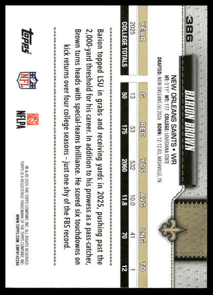 2026 Topps Flagship #386 Barion Brown