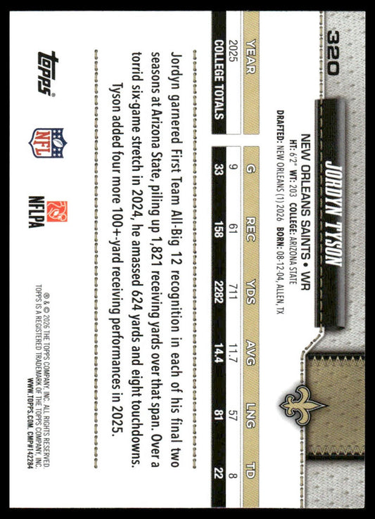 2026 Topps Flagship #320 Jordyn Tyson