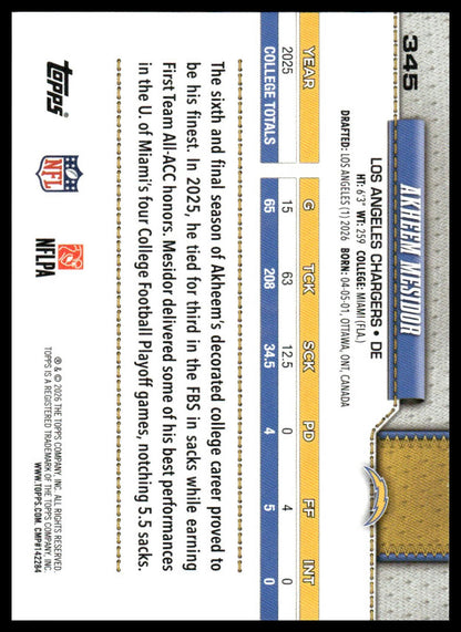 2026 Topps Flagship #345 Akheem Mesidor