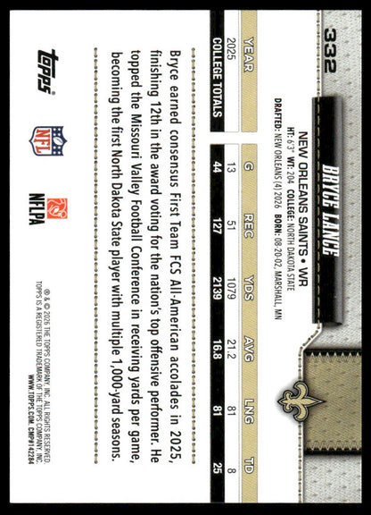 2026 Topps Flagship #332 Bryce Lance