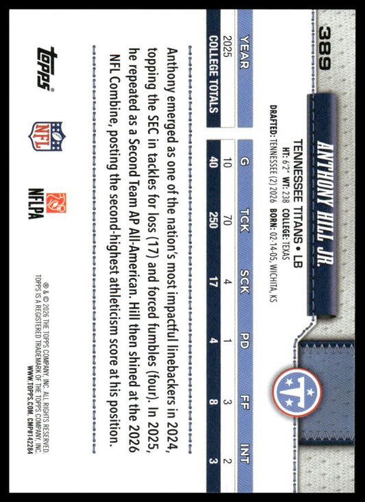 2026 Topps Football #389 Anthony Hill Jr.