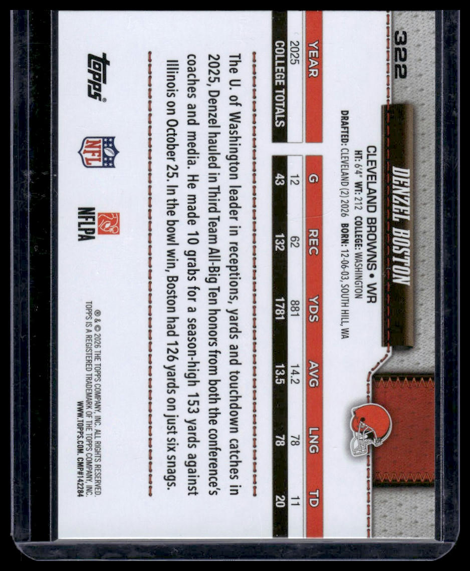 2026 Topps Flagship #322 Denzel Boston