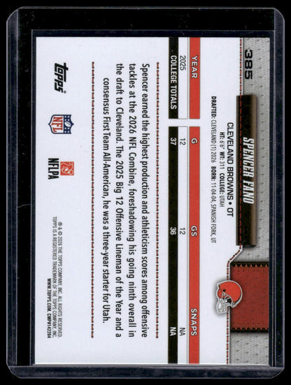 2026 Topps Flagship #385 Spencer Fano