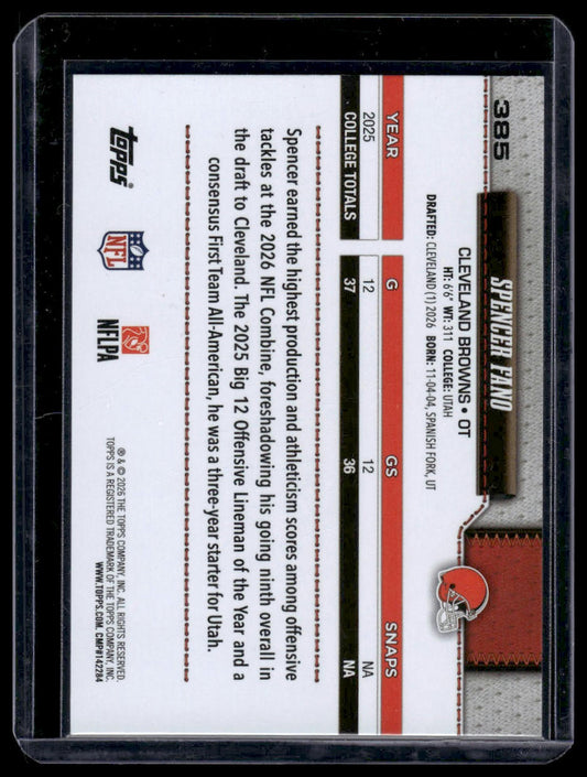 2026 Topps Flagship #385 Spencer Fano