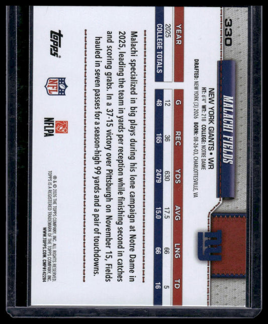 2026 Topps Flagship #330 Malachi Fields