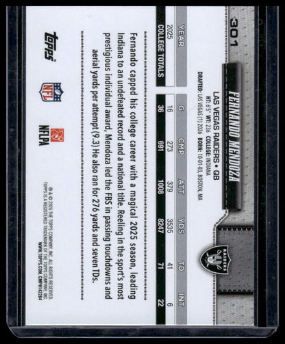 2026 Topps Flagship #301 Fernando Mendoza