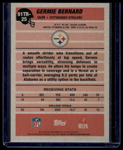 2026 Topps Flagship #91TR-25 Germie Bernard 1991 Throwback