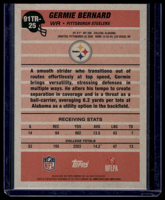 2026 Topps Flagship #91TR-25 Germie Bernard 1991 Throwback