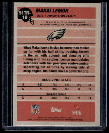 2026 Topps Flagship #91TR-19 Makai Lemon 1991 Throwback