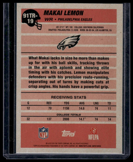 2026 Topps Flagship #91TR-19 Makai Lemon 1991 Throwback