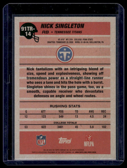2026 Topps Flagship #91TR-14 Nick Singleton 1991 Throwback