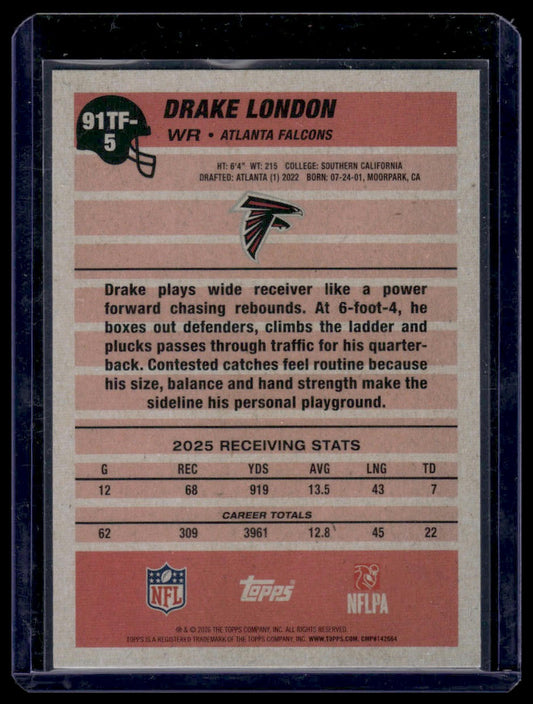 2026 Topps Flagship #91TF-5 Drake London 1991 Topps Football