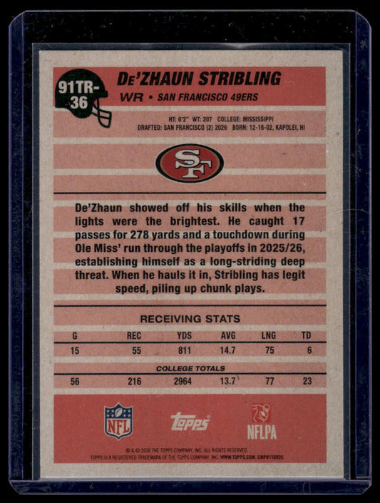 2026 Topps Flagship #91TR-36 De'Zhaun Stribling 1991 Throwback