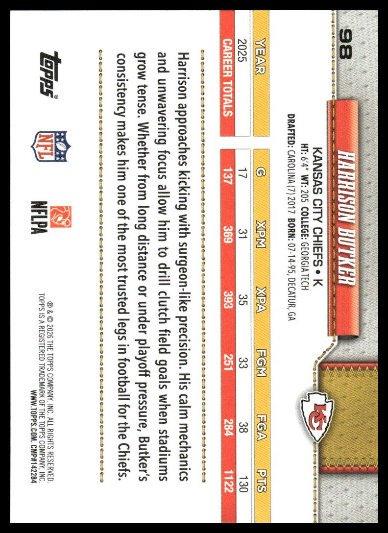 2026 Topps Football #98 Harrison Butker