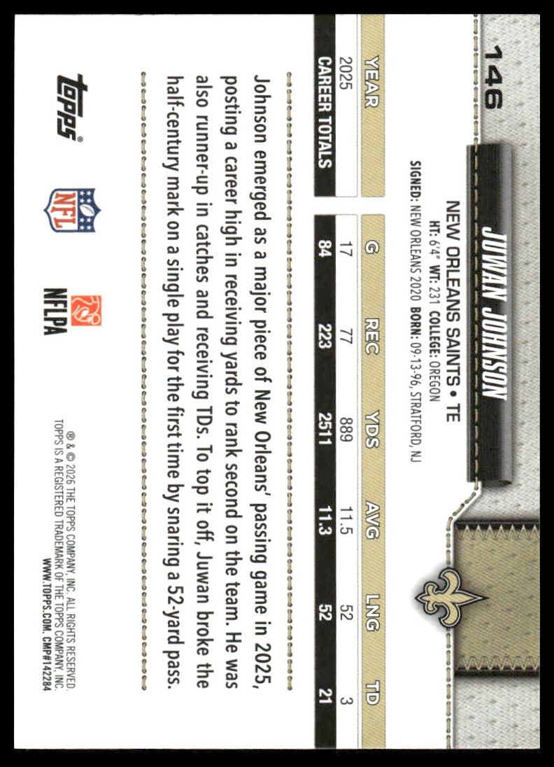 2026 Topps Football #146 Juwan Johnson