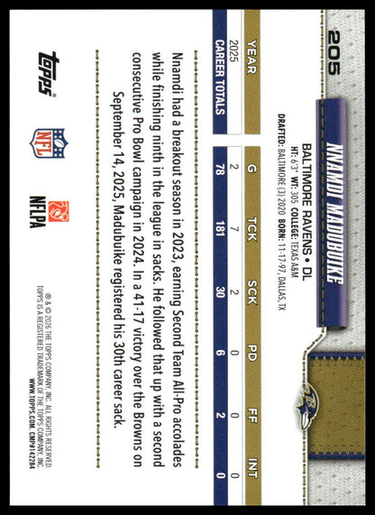 2026 Topps Football #205 Nnamdi Madubuike