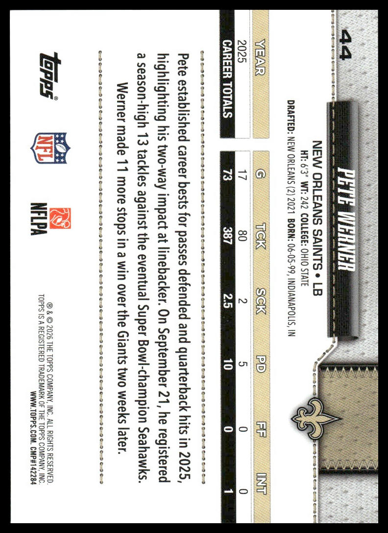 2026 Topps Flagship #44 Pete Werner