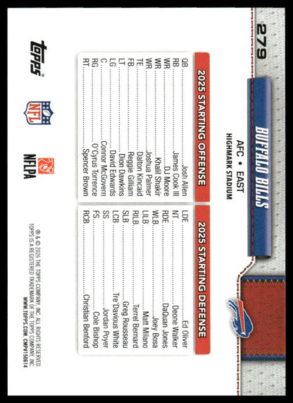 2026 Topps Football #279 Buffalo Bills Team Card