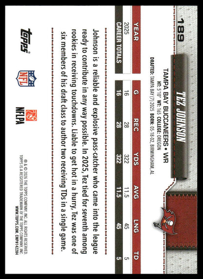 2026 Topps Football #189 Tez Johnson