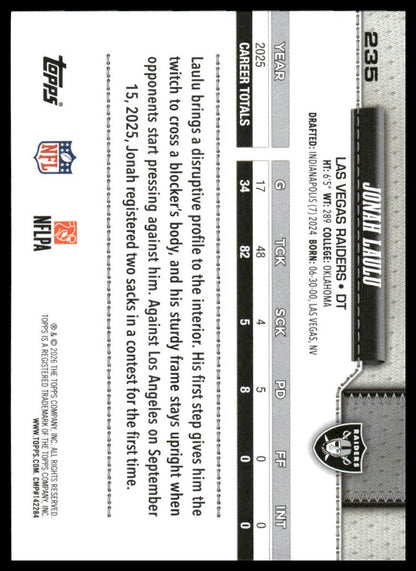 2026 Topps Football #235 Jonah Laulu