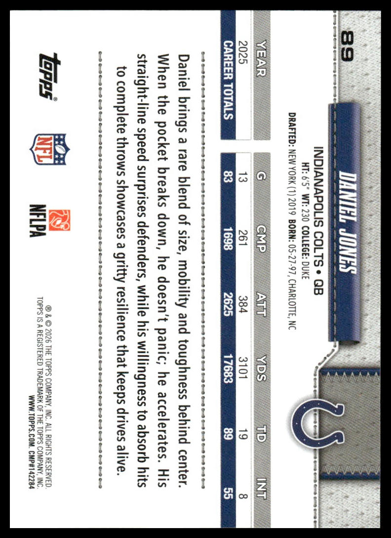 2026 Topps Football #89 Daniel Jones