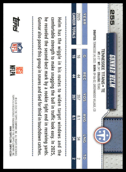 2026 Topps Football #255 Gunnar Helm