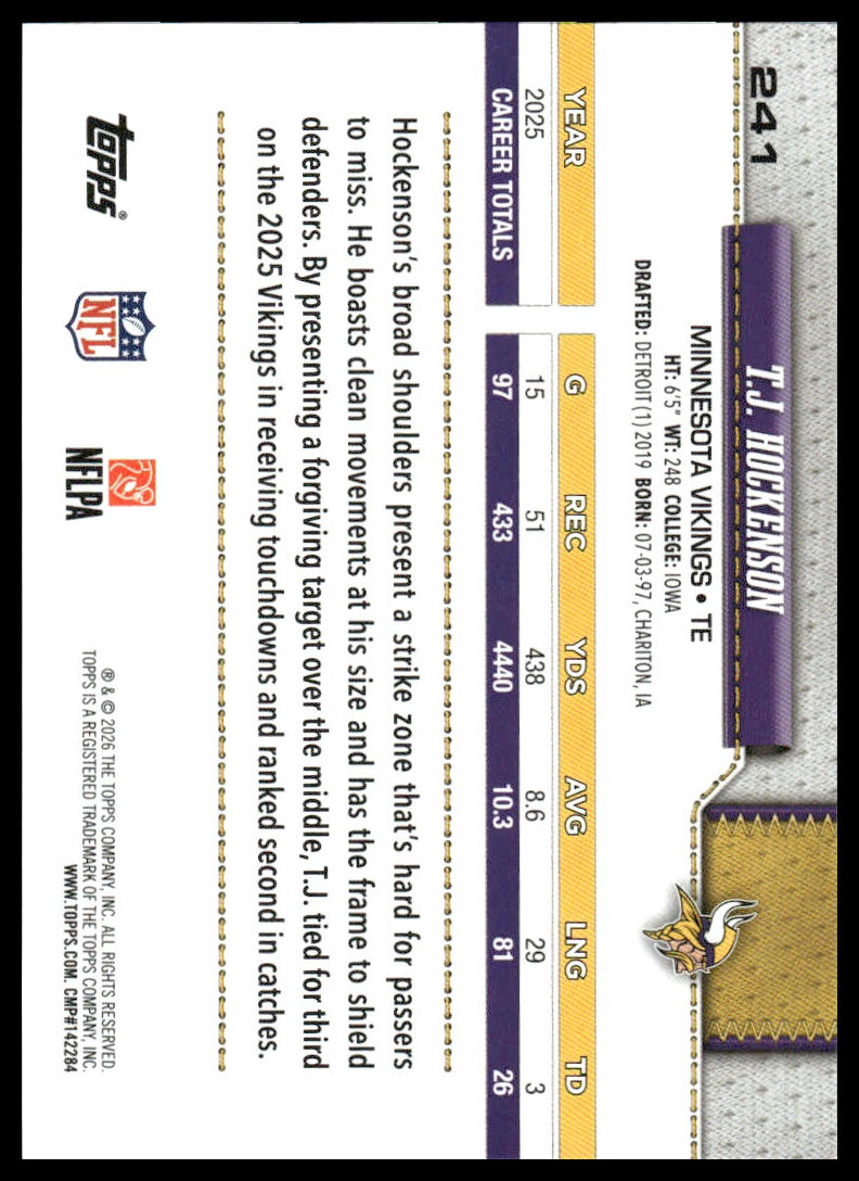 2026 Topps Football #241 T.J. Hockenson