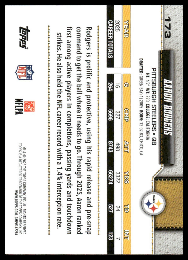 2026 Topps Flagship #173 Aaron Rodgers