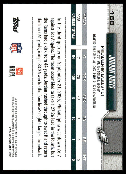 2026 Topps Flagship #168 Jordan Davis