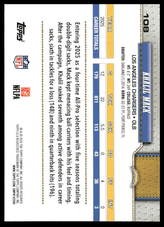 2026 Topps Flagship #108 Khalil Mack