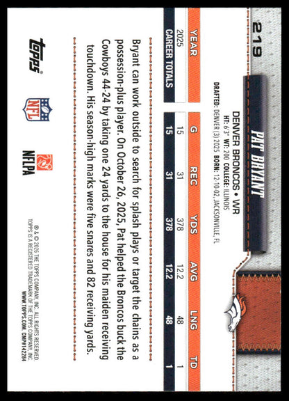 2026 Topps Football #219 Pat Bryant