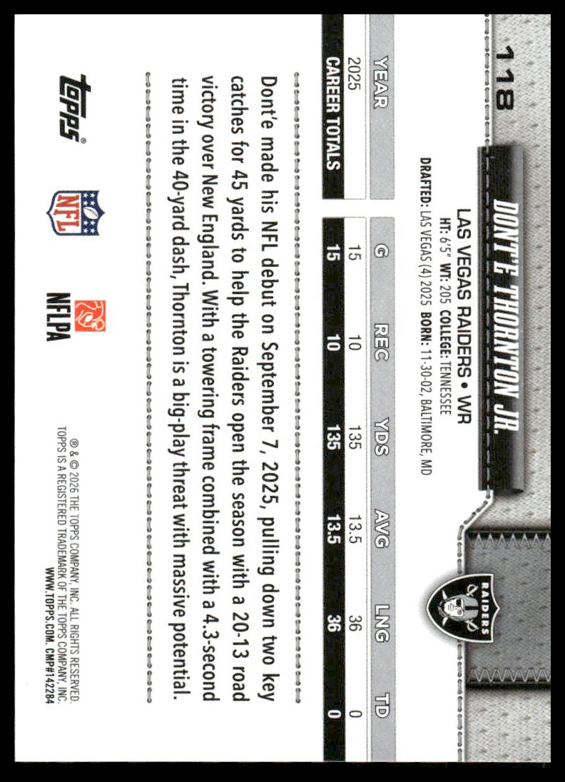 2026 Topps Football #118 Dont'e Thornton Jr.