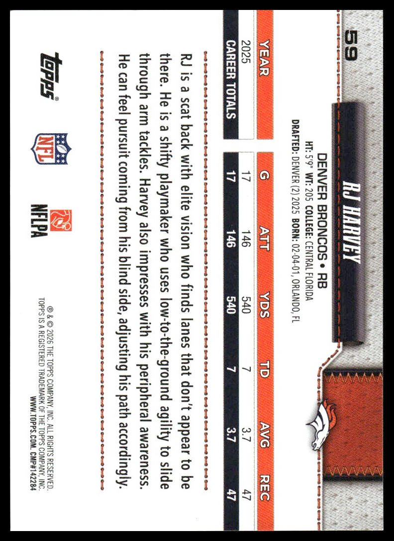 2026 Topps Football #59 RJ Harvey