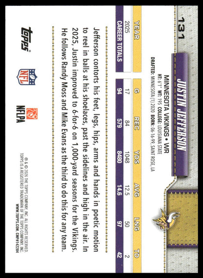 2026 Topps Football #131 Justin Jefferson