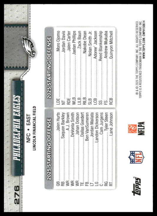 2026 Topps Flagship #276 Philadelphia Eagles
