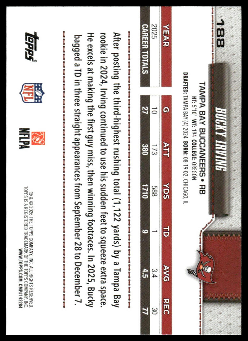 2026 Topps Flagship #188 Bucky Irving
