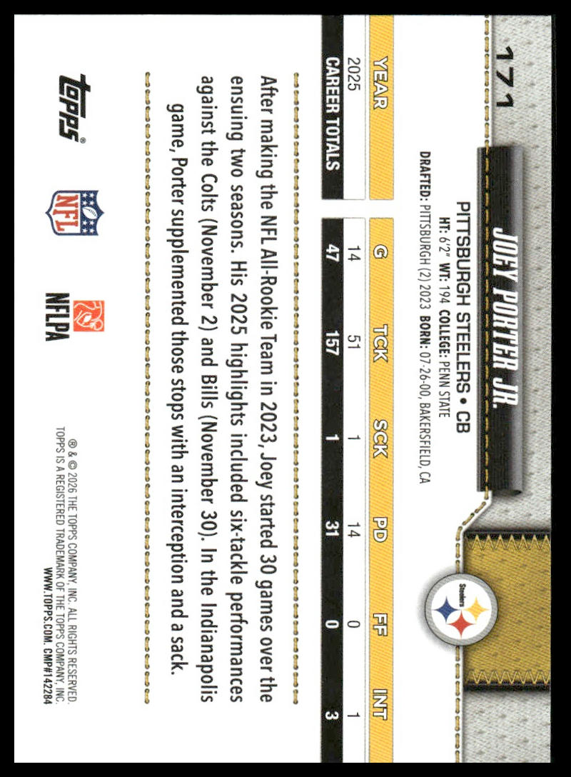 2026 Topps Flagship #171 Joey Porter Jr.