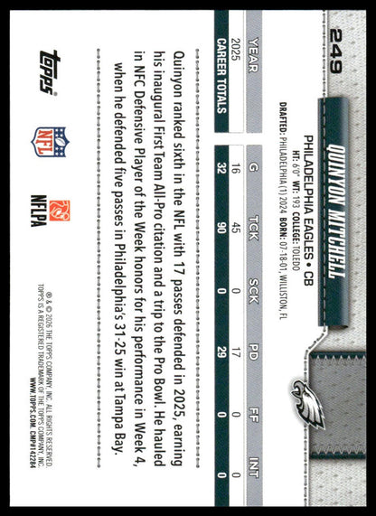 2026 Topps Flagship #249 Quinyon Mitchell