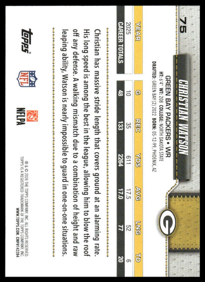 2026 Topps Football #75 Christian Watson
