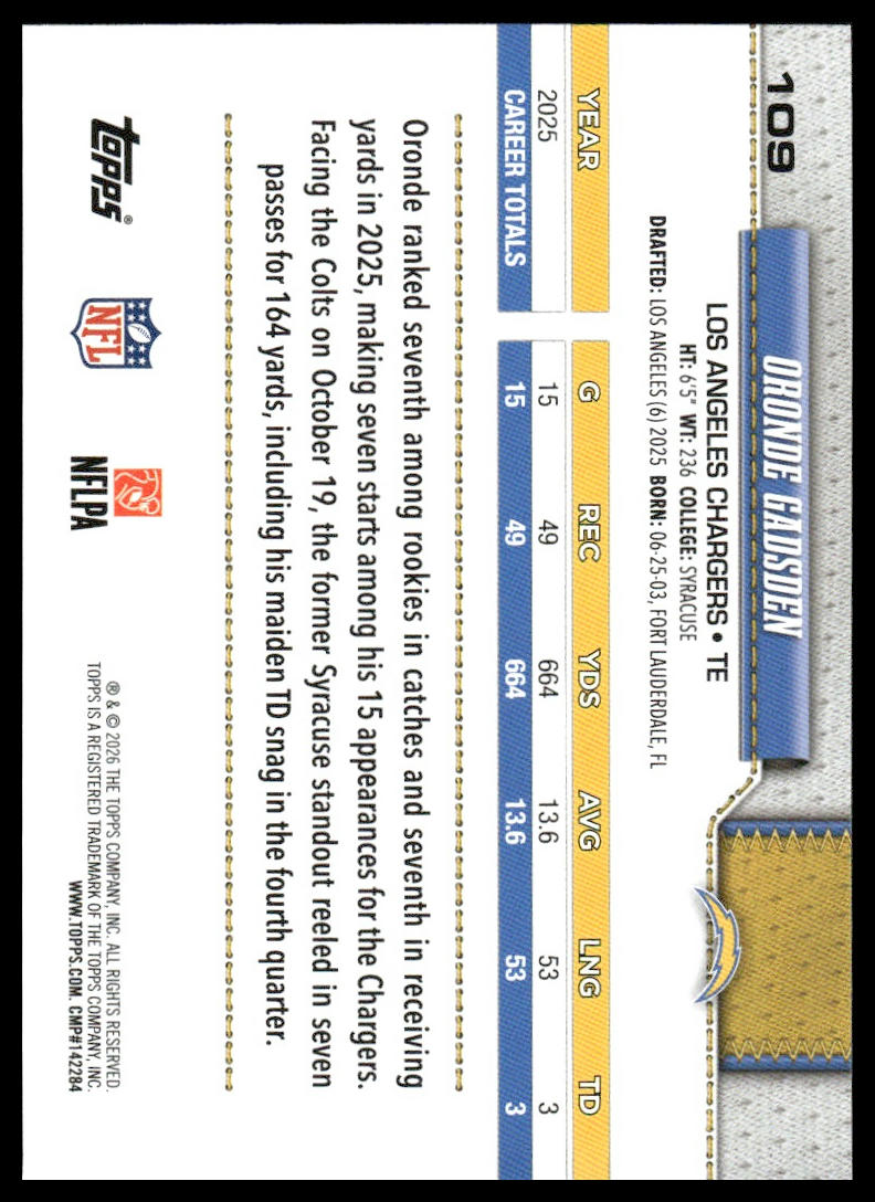 2026 Topps Flagship #109 Oronde Gadsden