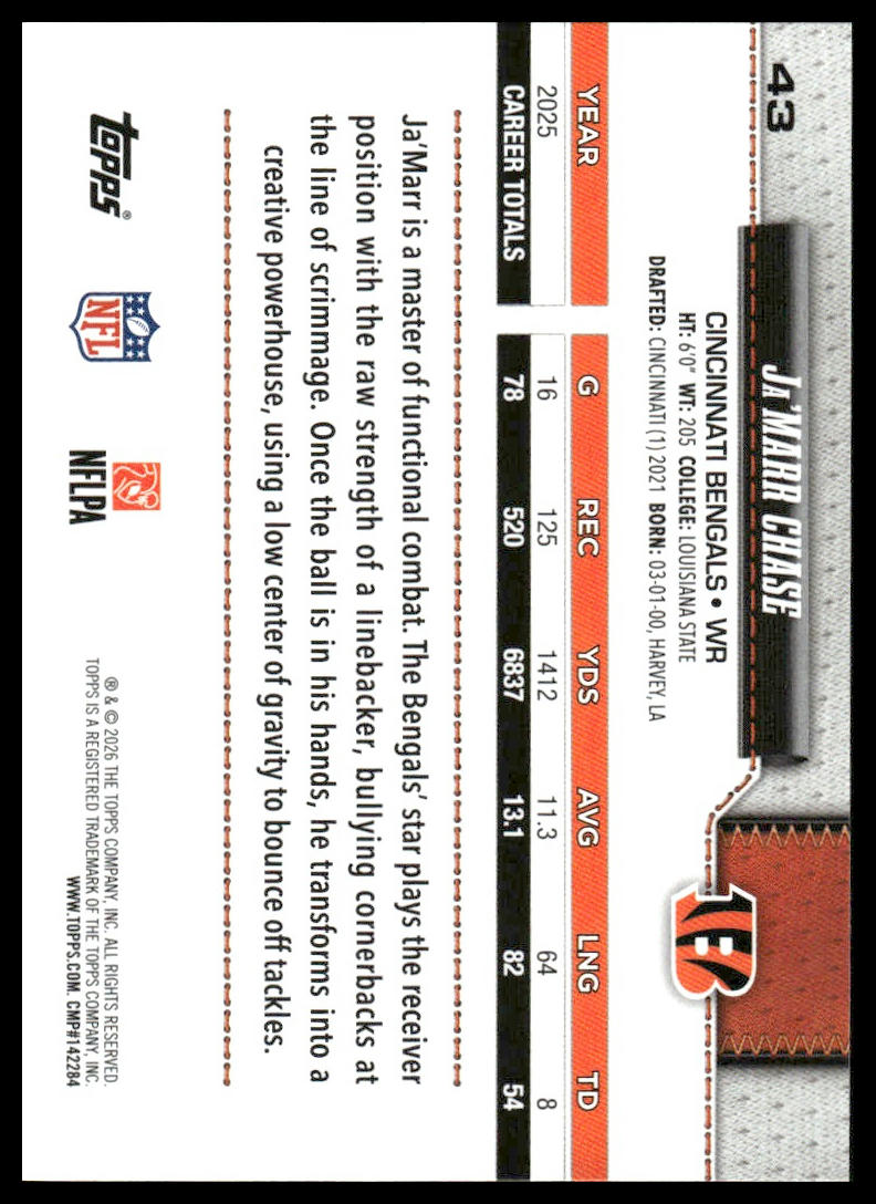 2026 Topps Football #43 Ja'Marr Chase