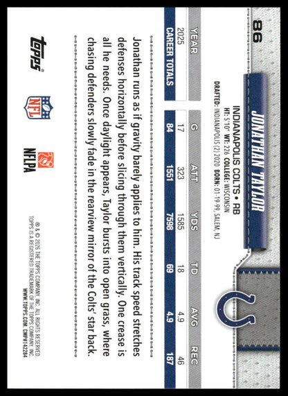2026 Topps Football #86 Jonathan Taylor